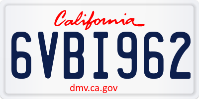 CA license plate 6VBI962