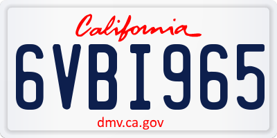 CA license plate 6VBI965