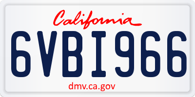 CA license plate 6VBI966