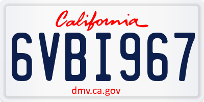 CA license plate 6VBI967