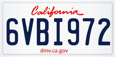 CA license plate 6VBI972