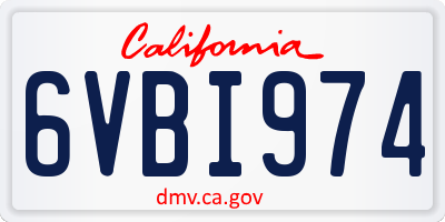 CA license plate 6VBI974