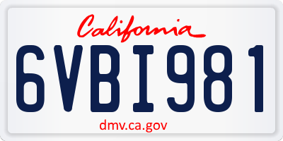 CA license plate 6VBI981