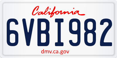 CA license plate 6VBI982