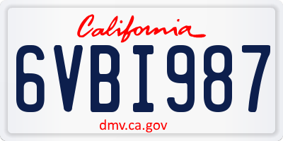 CA license plate 6VBI987