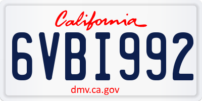 CA license plate 6VBI992