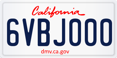 CA license plate 6VBJ000