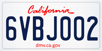 CA license plate 6VBJ002