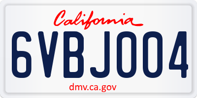 CA license plate 6VBJ004