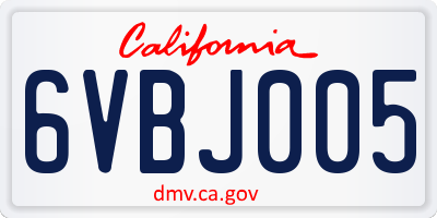 CA license plate 6VBJ005