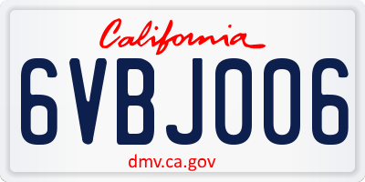 CA license plate 6VBJ006