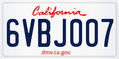CA license plate 6VBJ007