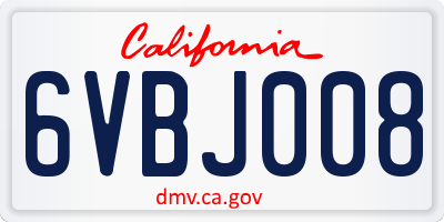 CA license plate 6VBJ008