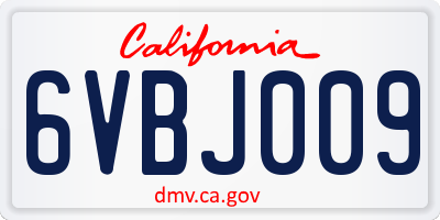 CA license plate 6VBJ009