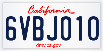 CA license plate 6VBJ010