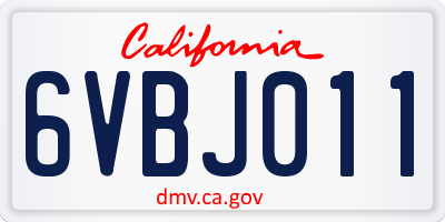 CA license plate 6VBJ011