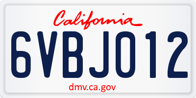CA license plate 6VBJ012