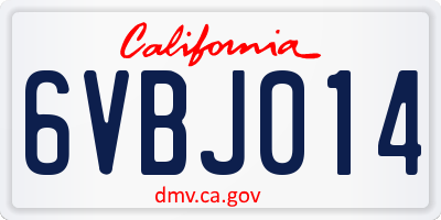 CA license plate 6VBJ014
