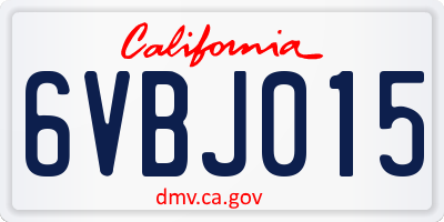 CA license plate 6VBJ015