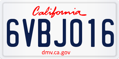 CA license plate 6VBJ016
