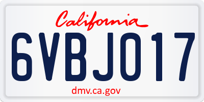 CA license plate 6VBJ017