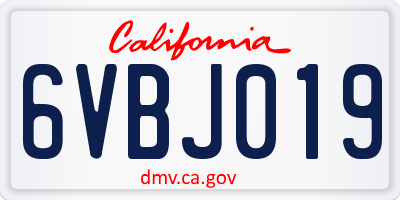 CA license plate 6VBJ019