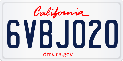 CA license plate 6VBJ020