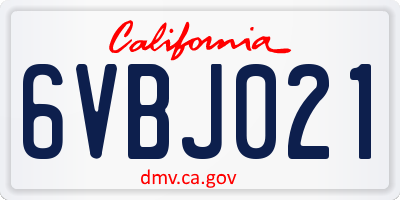 CA license plate 6VBJ021