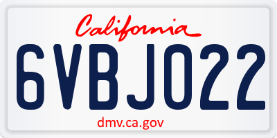 CA license plate 6VBJ022