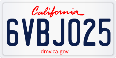 CA license plate 6VBJ025