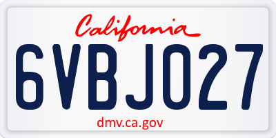CA license plate 6VBJ027