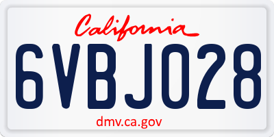 CA license plate 6VBJ028