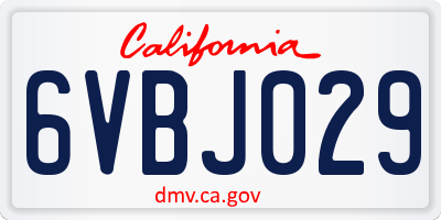 CA license plate 6VBJ029