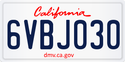 CA license plate 6VBJ030