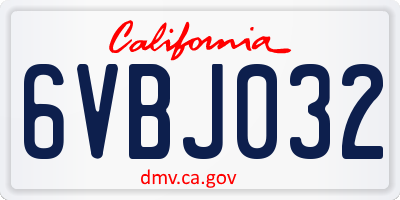 CA license plate 6VBJ032