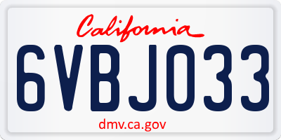 CA license plate 6VBJ033