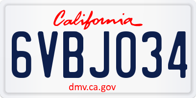 CA license plate 6VBJ034