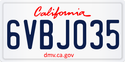CA license plate 6VBJ035