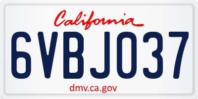 CA license plate 6VBJ037