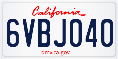 CA license plate 6VBJ040