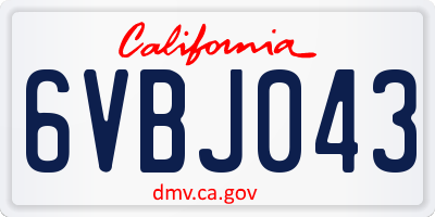 CA license plate 6VBJ043