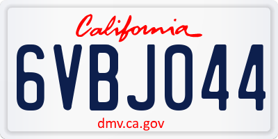 CA license plate 6VBJ044
