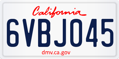 CA license plate 6VBJ045