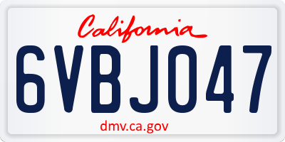 CA license plate 6VBJ047