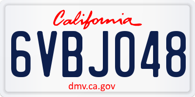 CA license plate 6VBJ048
