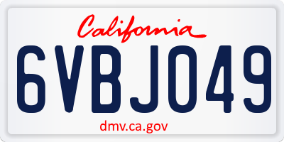 CA license plate 6VBJ049