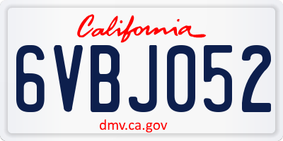 CA license plate 6VBJ052
