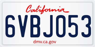 CA license plate 6VBJ053