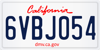 CA license plate 6VBJ054