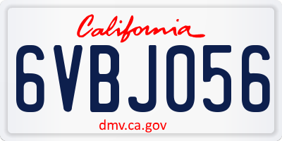 CA license plate 6VBJ056